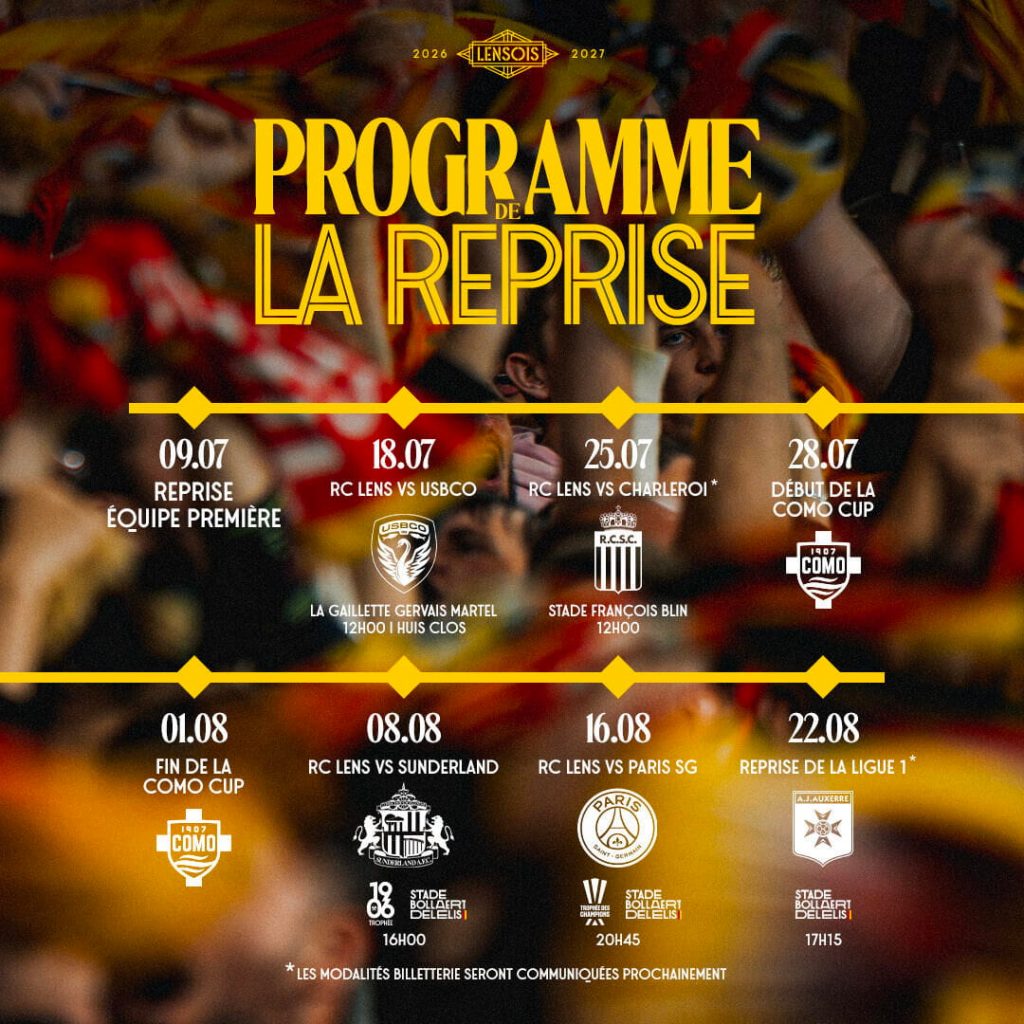 Préparation du RC Lens 2026-2027: le programme complet